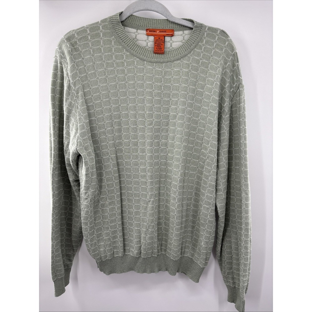 Sette Ponti Crew Neck Sweater Size Medium Green Made in Italy‎ Designer